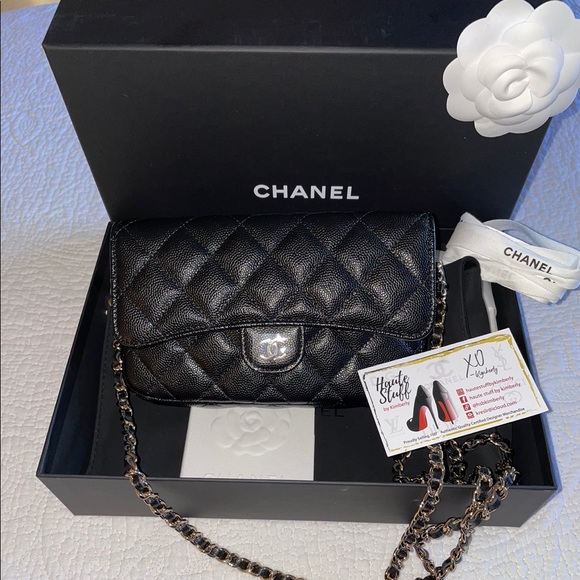 NEW 21P Chanel Mini Snap Bag Zip Caviar Black - Picture 7 of 9